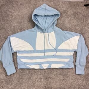 Adidas Originals Large Logo Cropped Baby blue Hoodie size XS